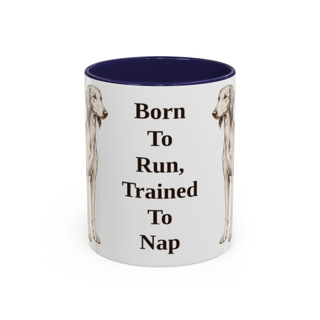 11oz Funny Saluki Mug, Navy, front view