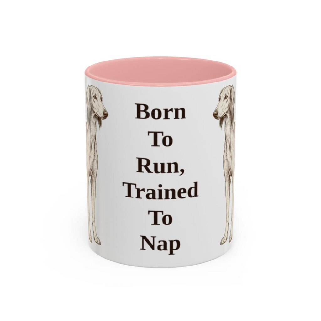 11oz Funny Saluki Mug, Pink, front view