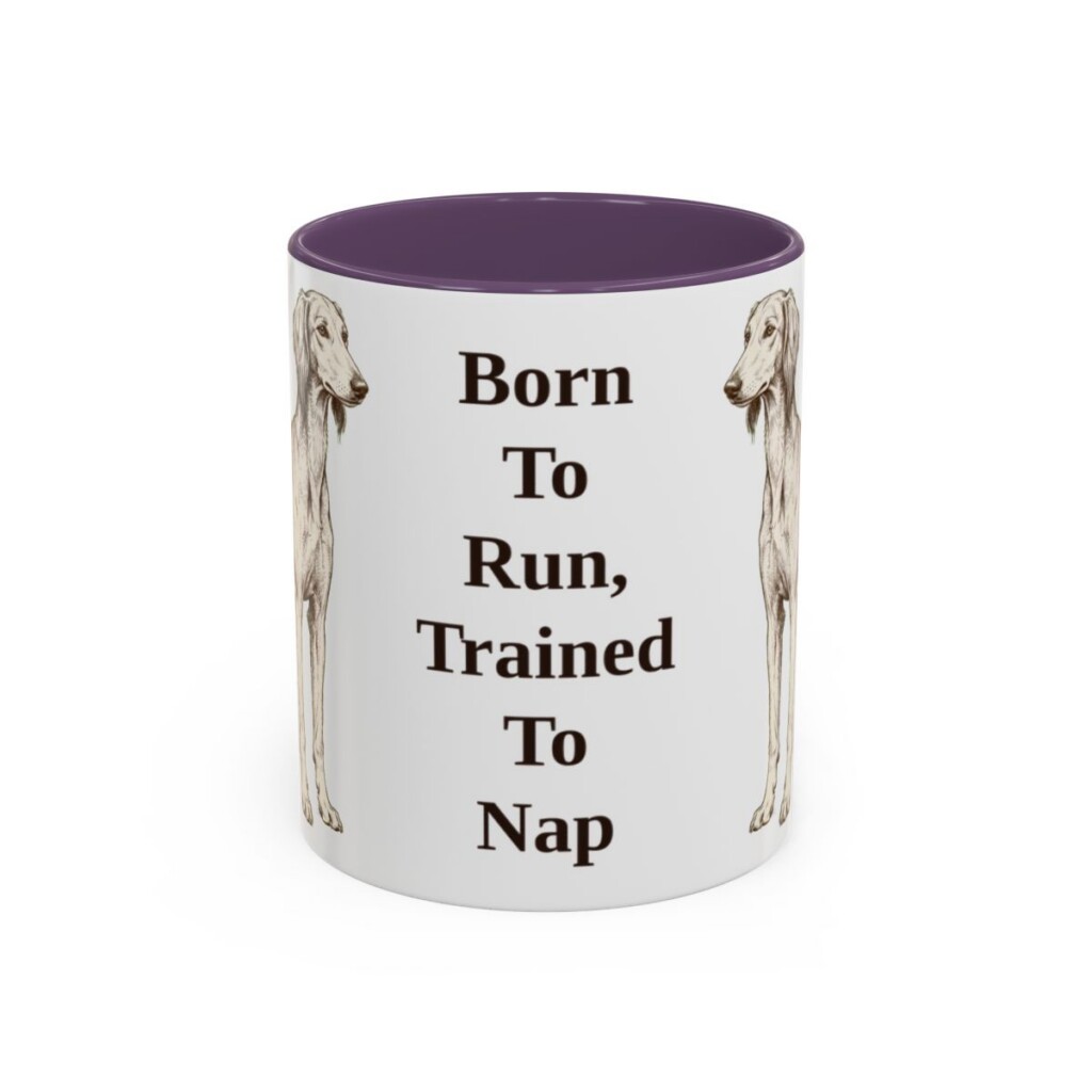 11oz Funny Saluki Mug, Purple, front view