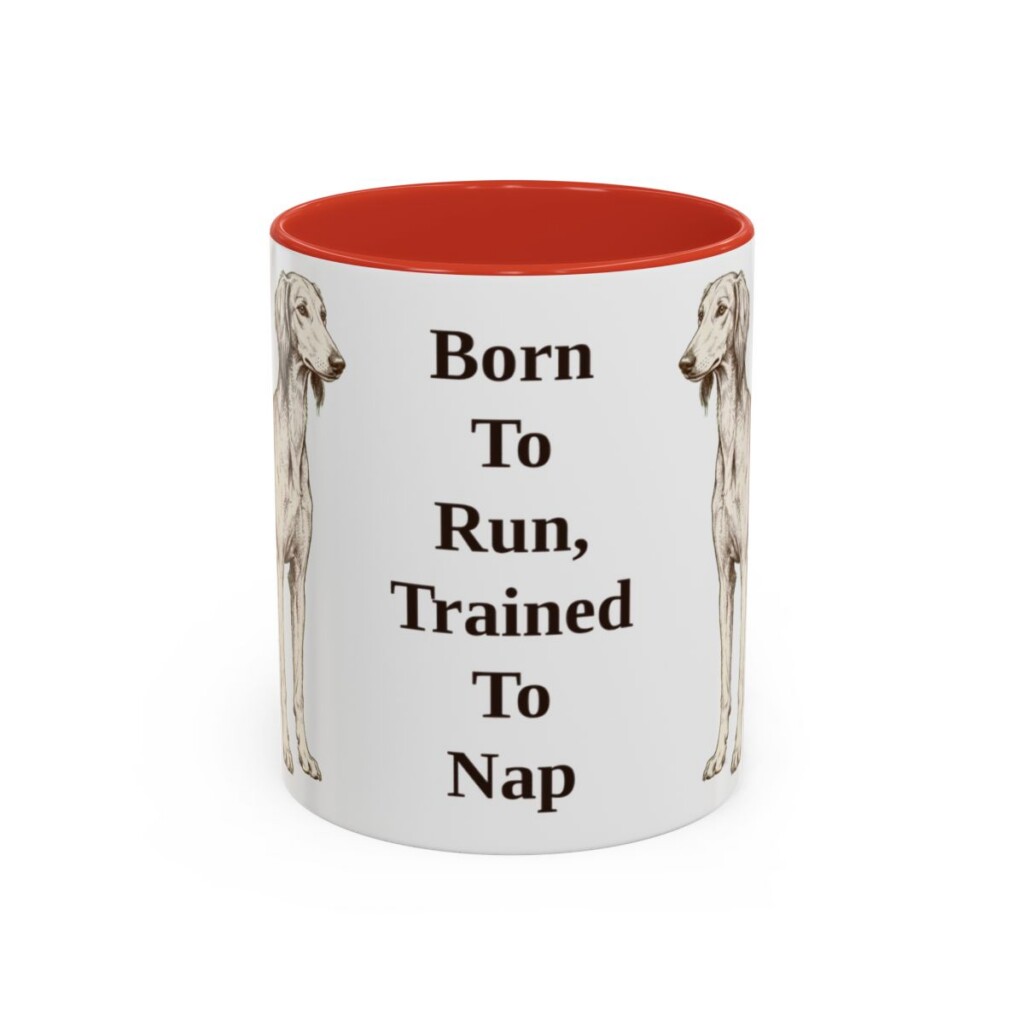 11oz Funny Saluki Mug, Red, front view
