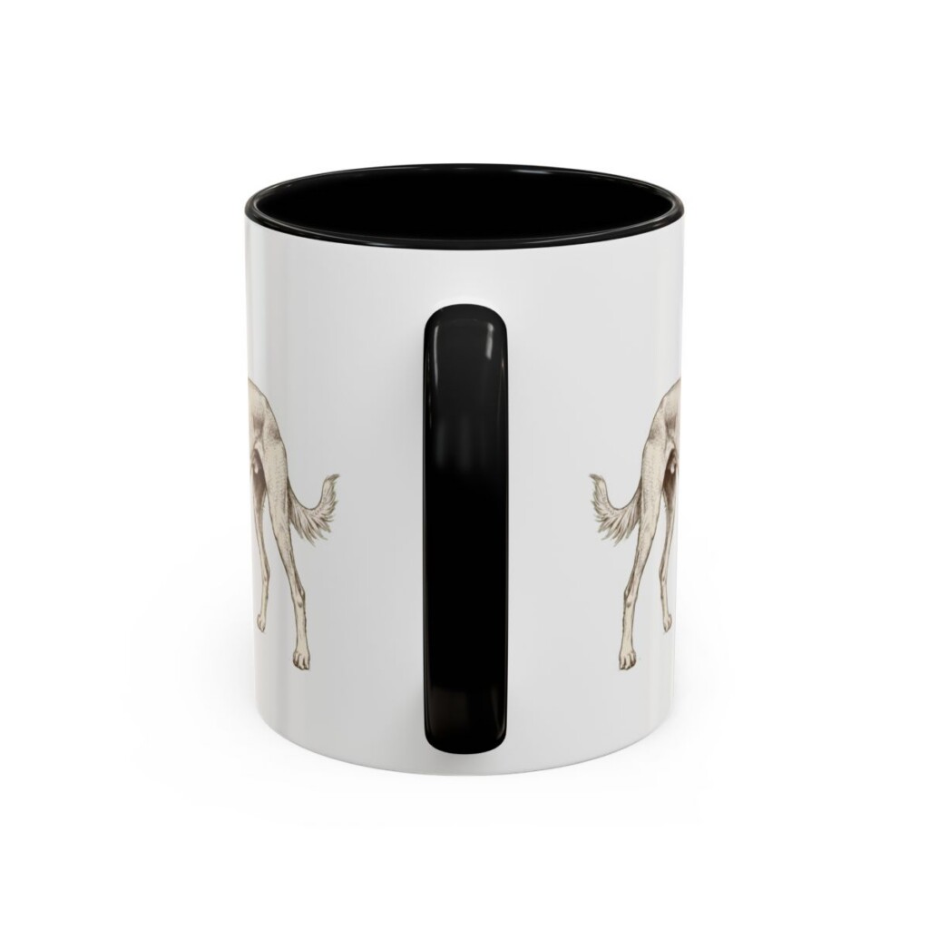 11oz Saluki Latin Mug, Black, back view