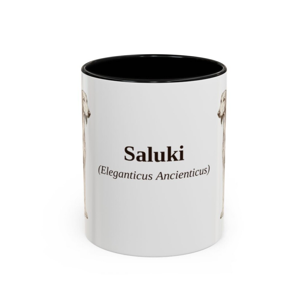 11oz Saluki Latin Mug, Black, front view