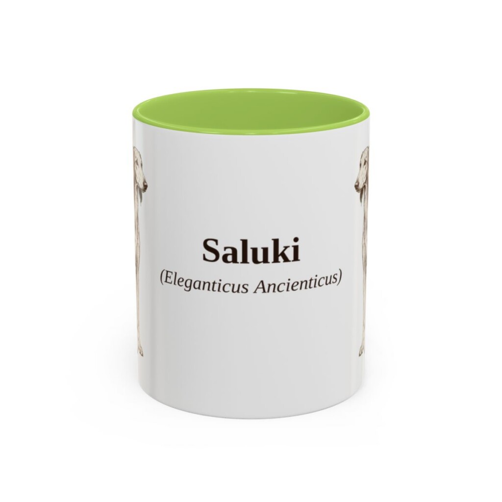 11oz Saluki Latin Mug, Light Green, front view