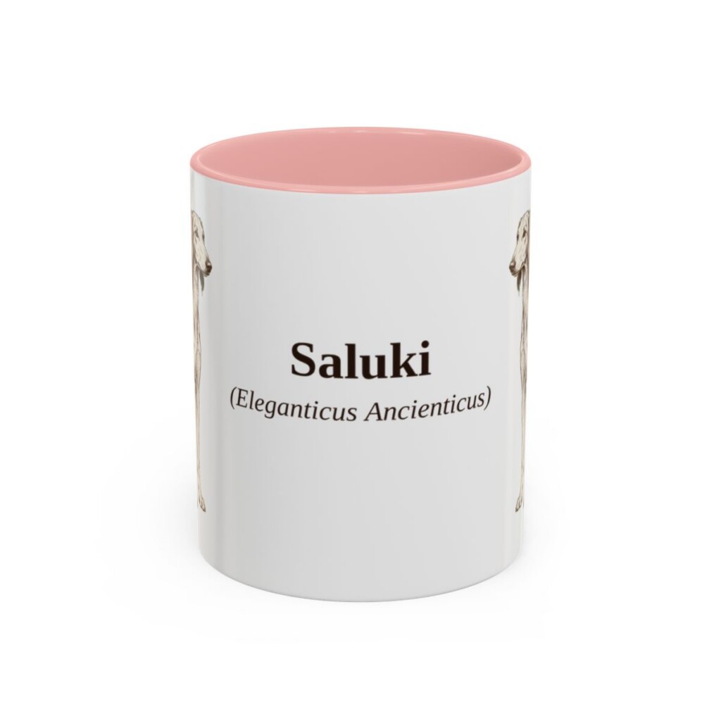 11oz Saluki Latin Mug, Pink, front view