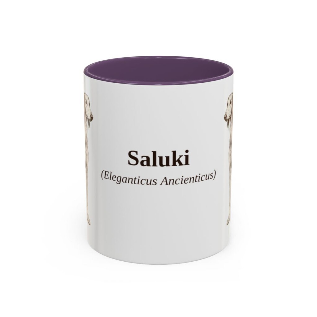 11oz Saluki Latin Mug, Purple, front view