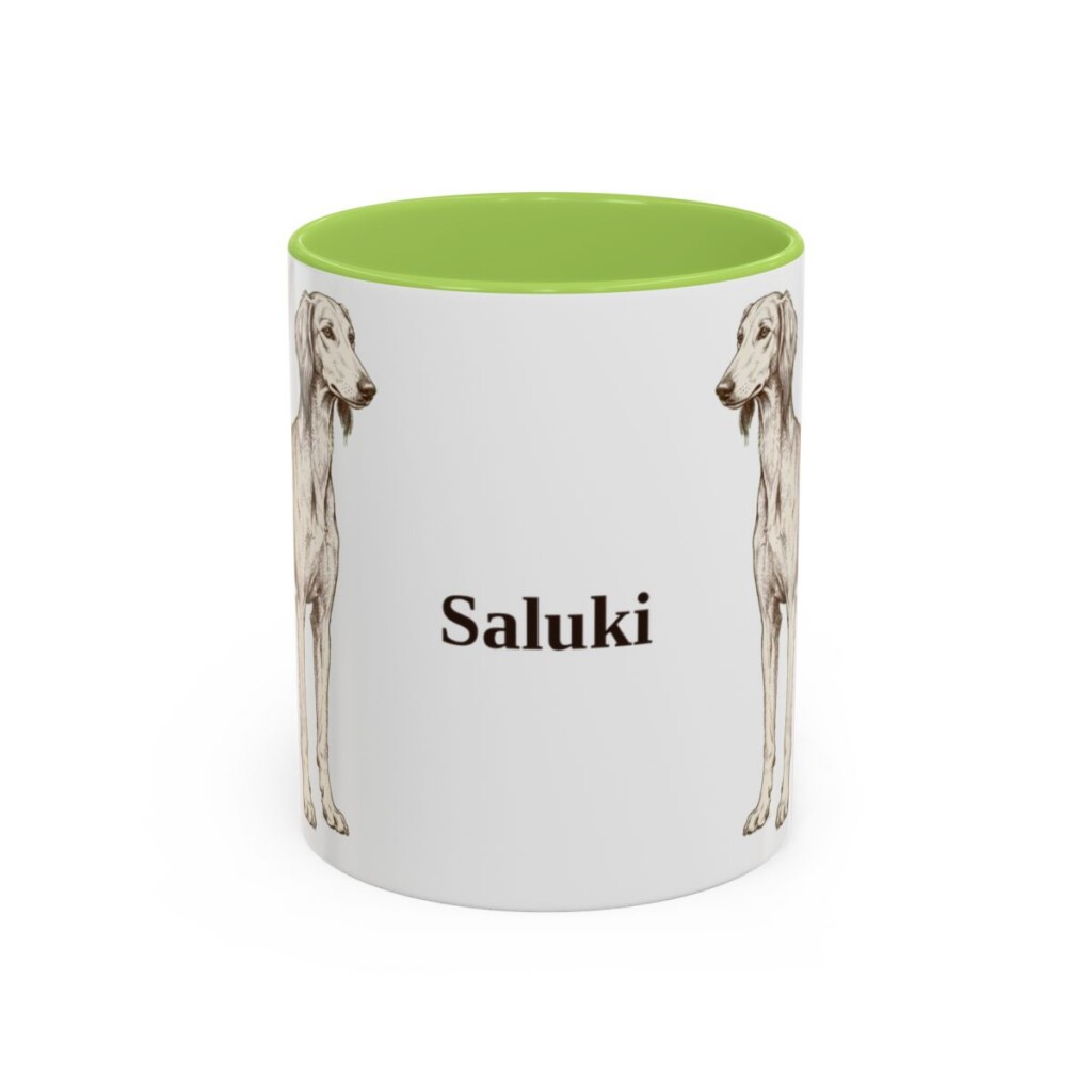 11oz Saluki Mug, Light Green, front view