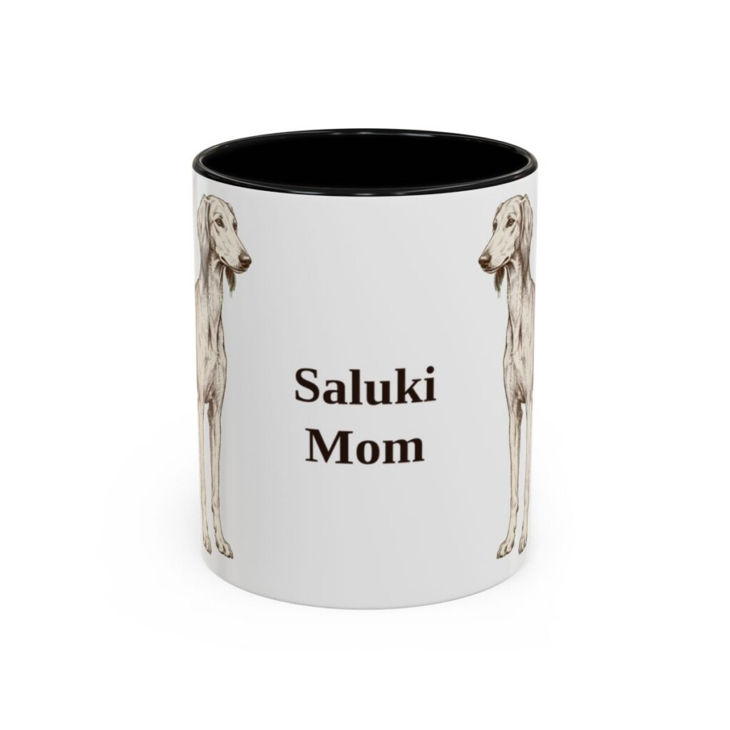 11oz Saluki Dog Mom Mug, Black, front view
