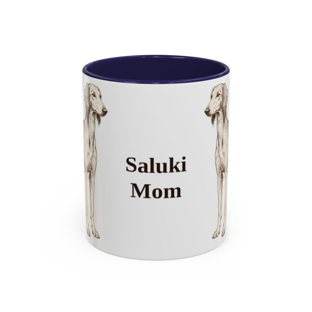 11oz Saluki Dog Mom Mug, Navy, front view
