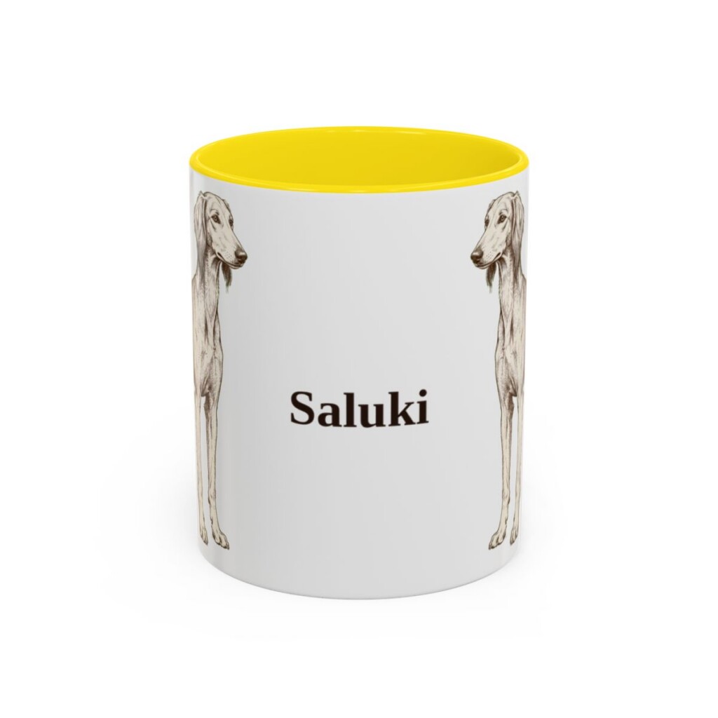 11oz Saluki Mug, Yellow, front view