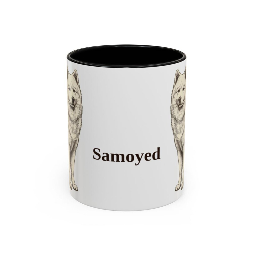 11oz Samoyed Mug, Black, front view