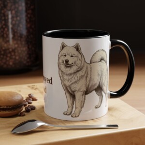 11oz Samoyed Dog Dad Mug, Black, lifestyle photo