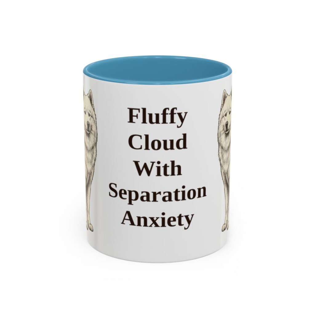 11oz Funny Samoyed Mug, Light Blue, front view