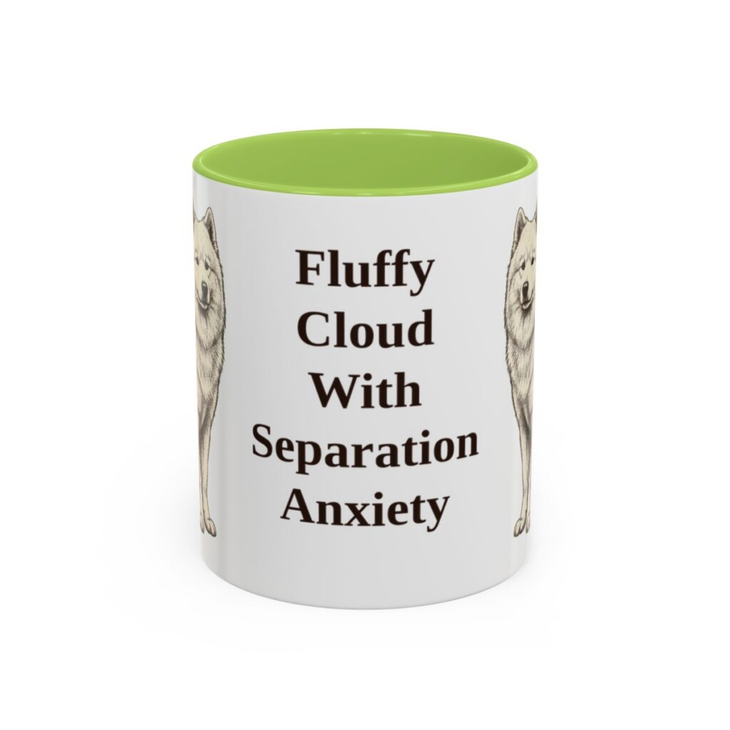 11oz Funny Samoyed Mug, Light Green, front view