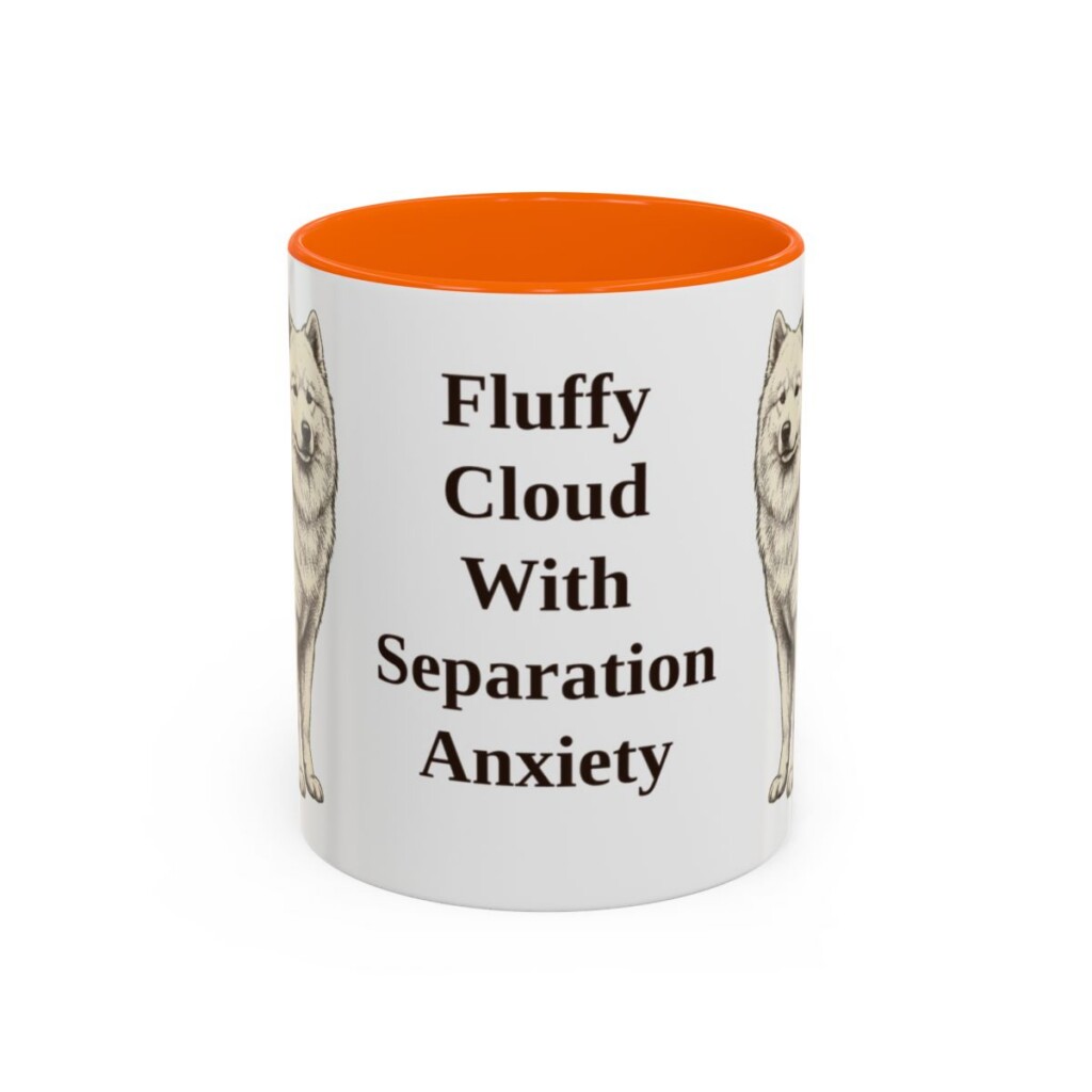 11oz Funny Samoyed Mug, Orange, front view