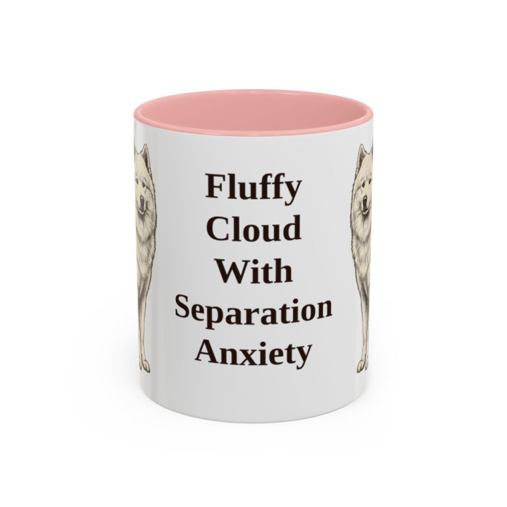 11oz Funny Samoyed Mug, Pink, front view