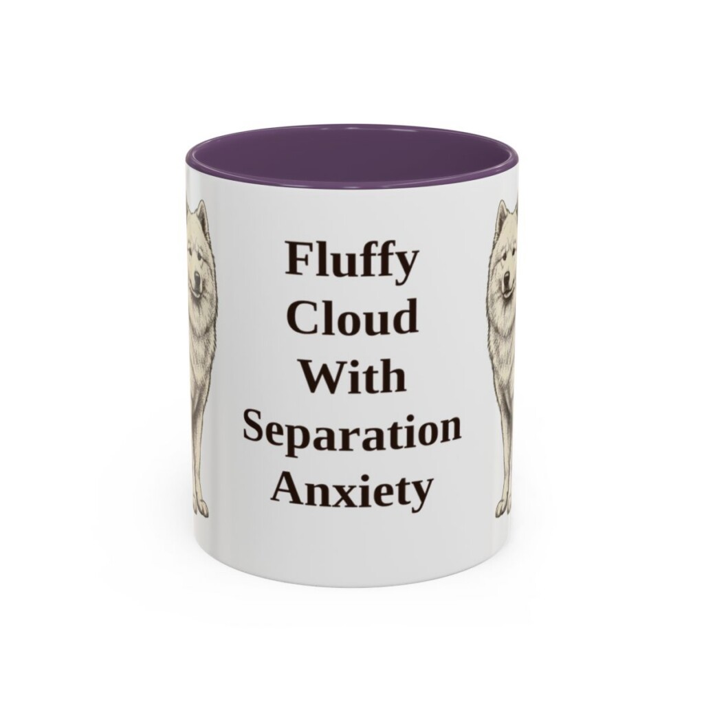 11oz Funny Samoyed Mug, Purple, front view
