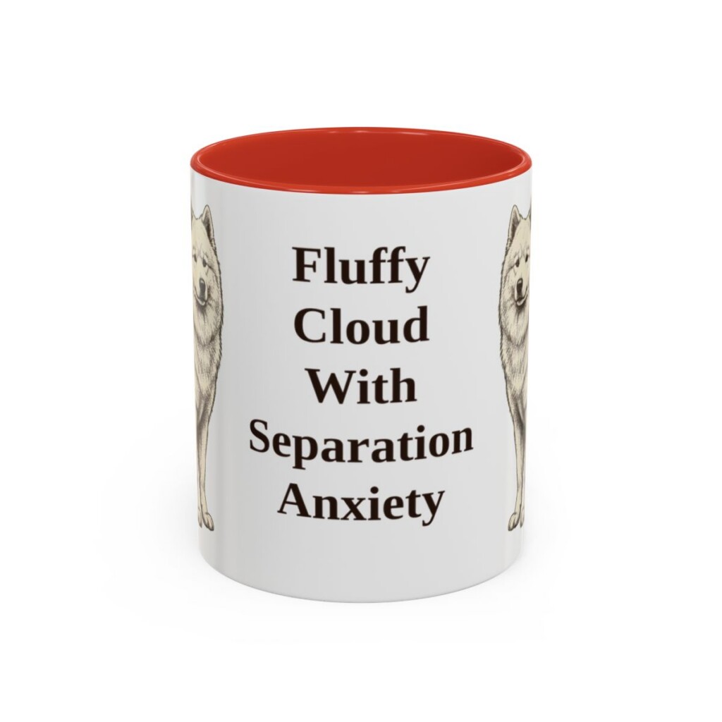 11oz Funny Samoyed Mug, Red, front view