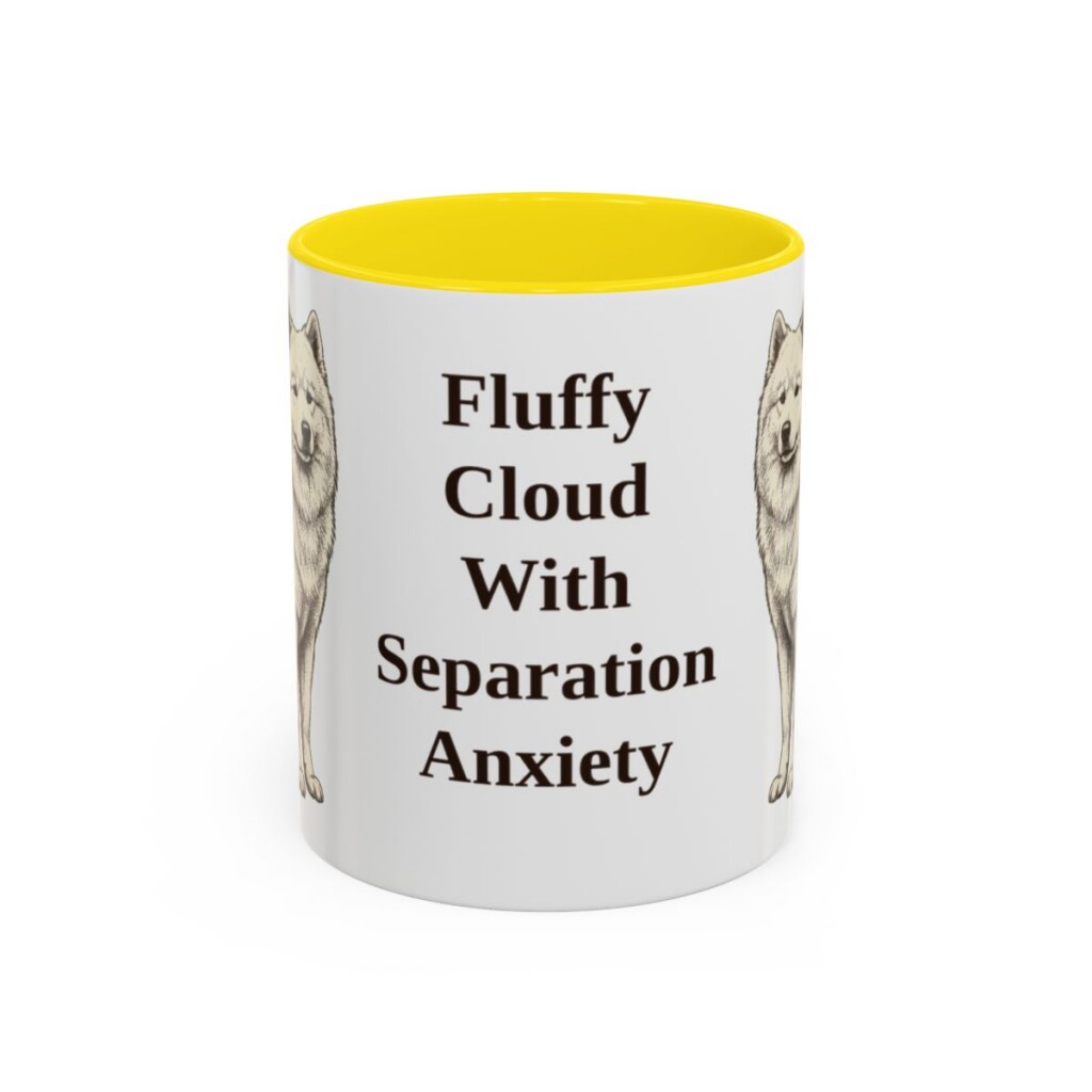 11oz Funny Samoyed Mug, Yellow, front view
