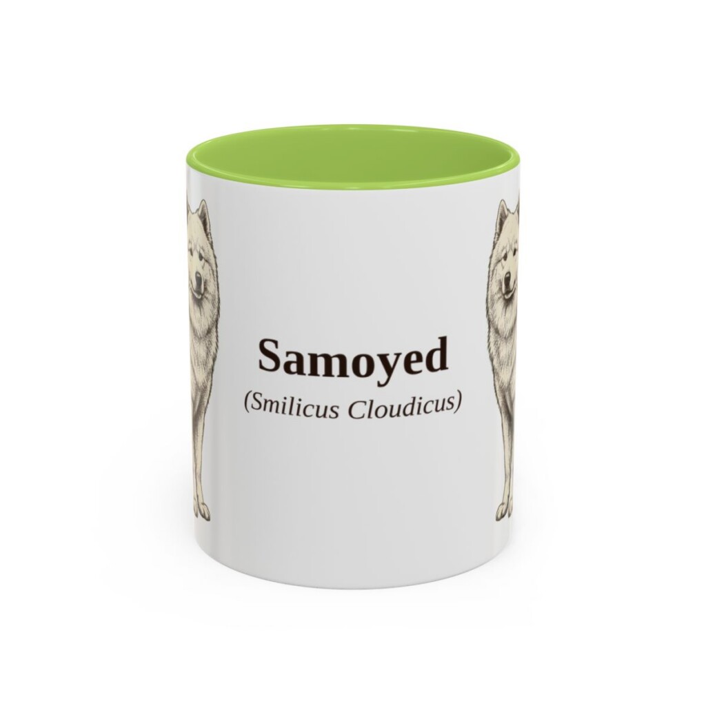 11oz-samoyed-mug-latin-light-green 11oz Samoyed Latin Mug, Light Green, front view