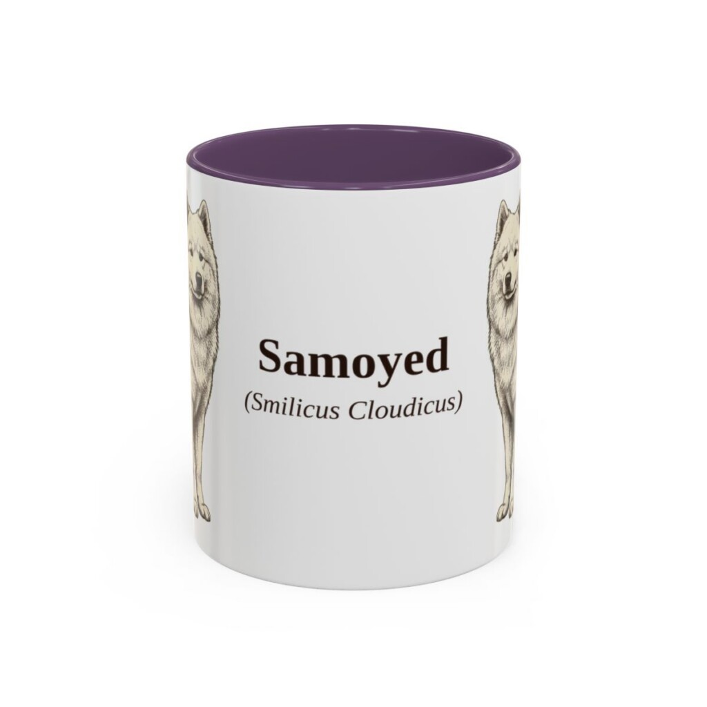 11oz-samoyed-mug-latin-purple 11oz Samoyed Latin Mug, Purple, front view