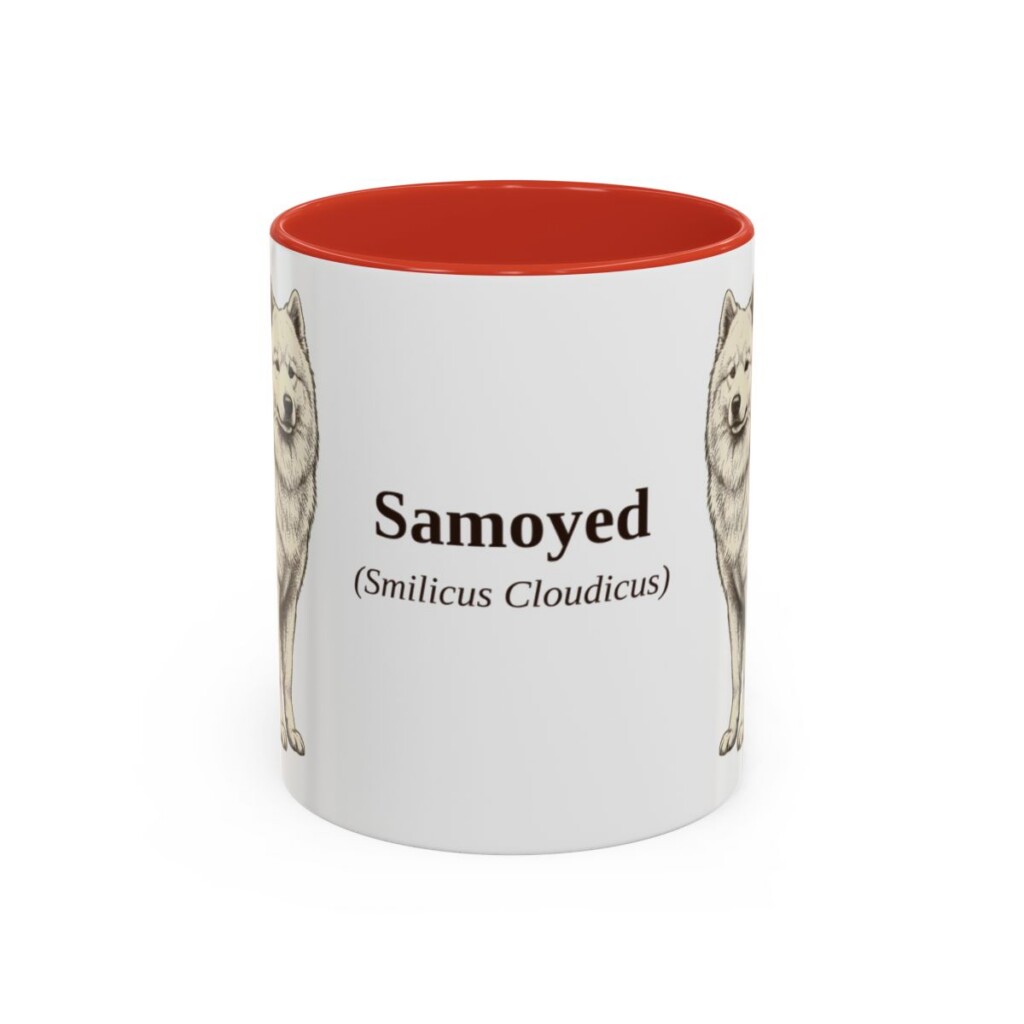 11oz-samoyed-mug-latin-red 11oz Samoyed Latin Mug, Red, front view