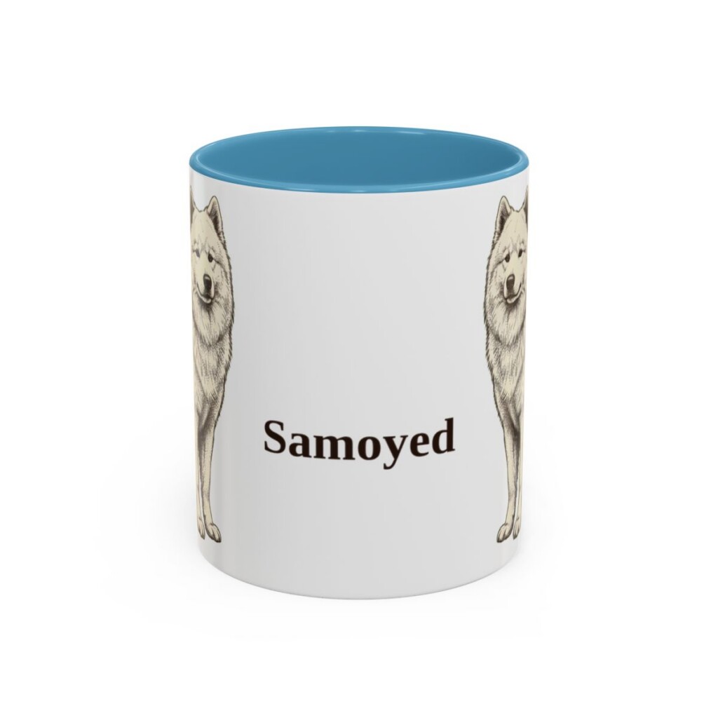 11oz Samoyed Mug, Light Blue, front view