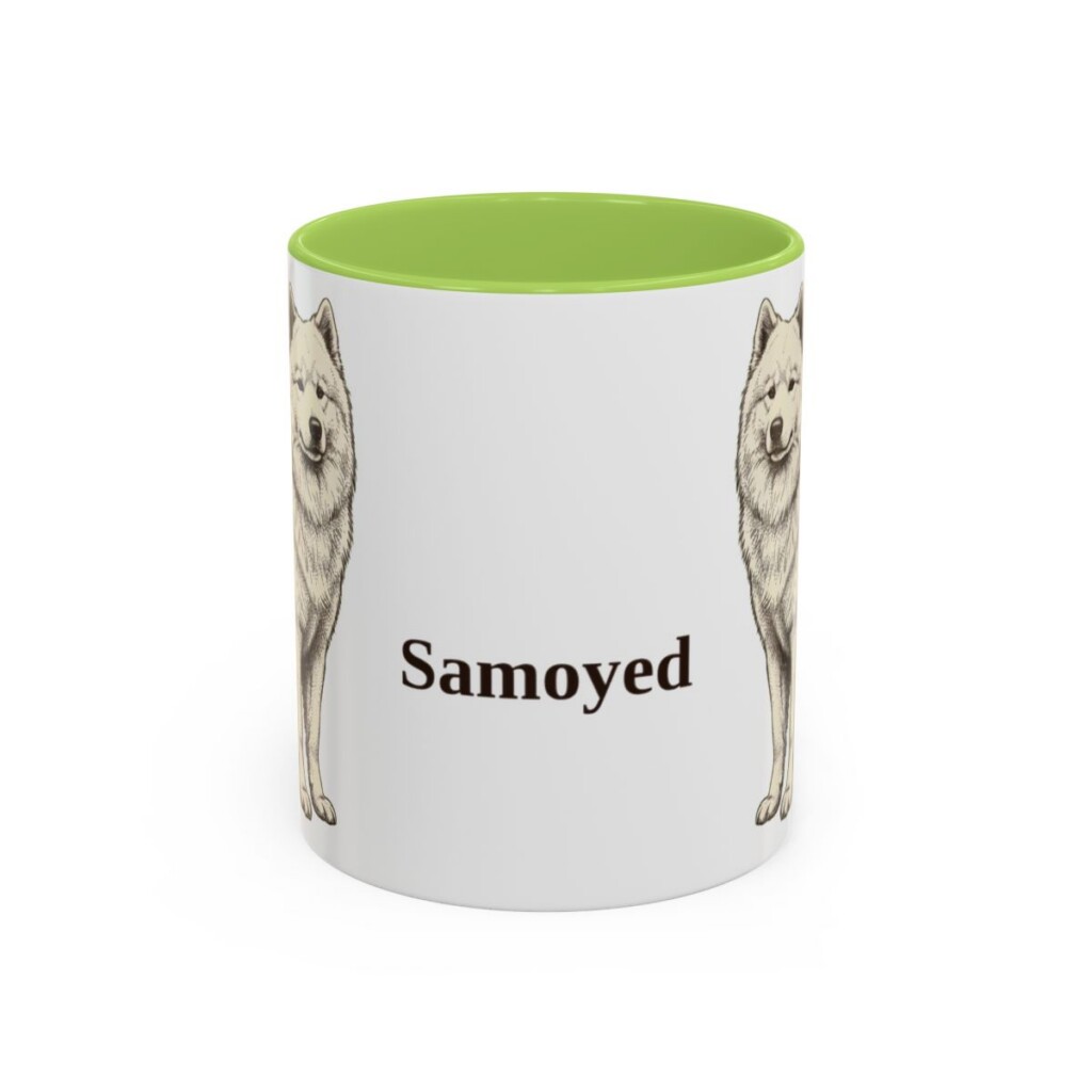 11oz Samoyed Mug, Light Green, front view