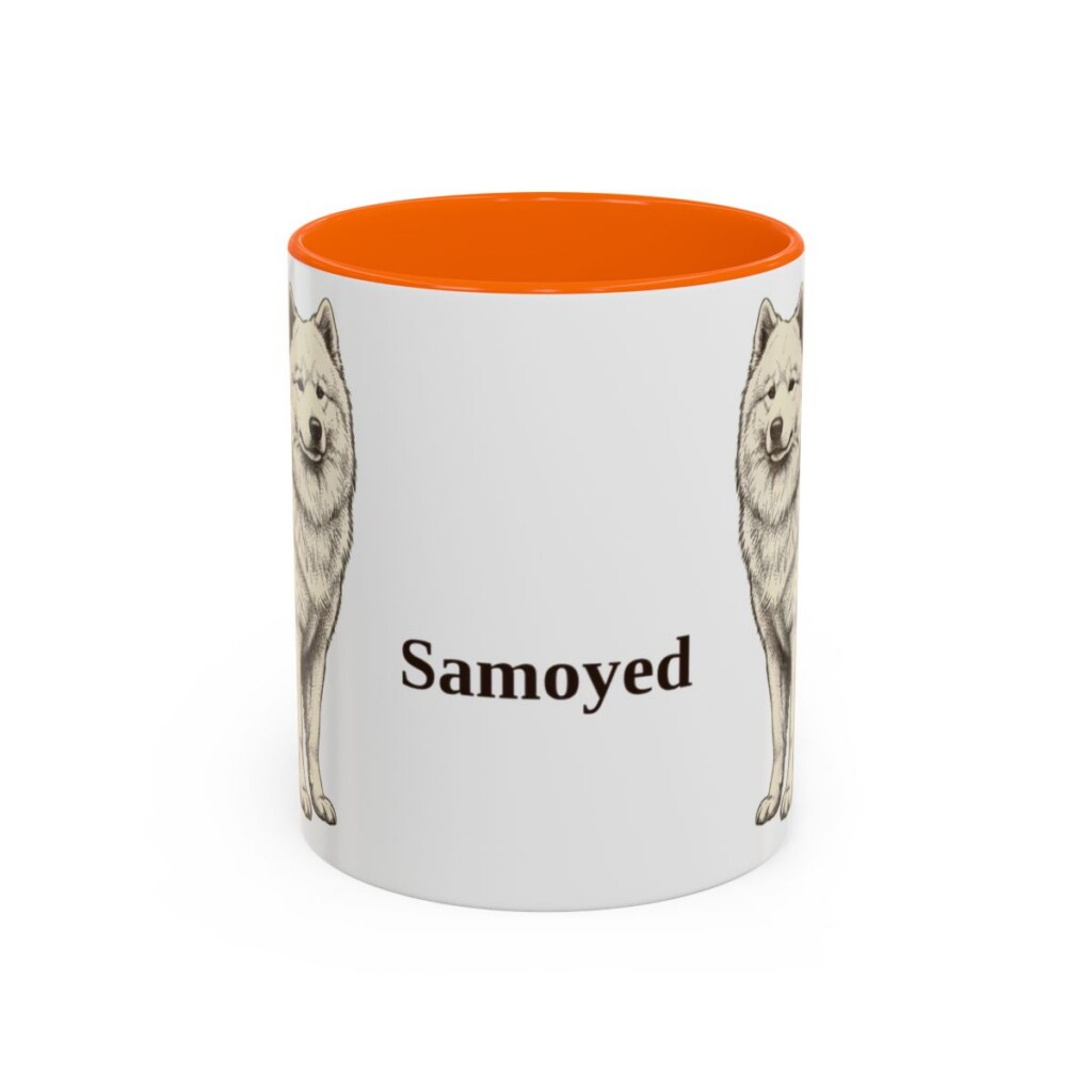 11oz Samoyed Mug, Orange, front view