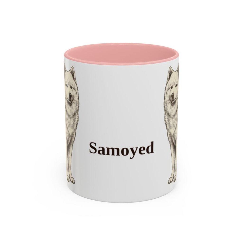11oz Samoyed Mug, Pink, front view