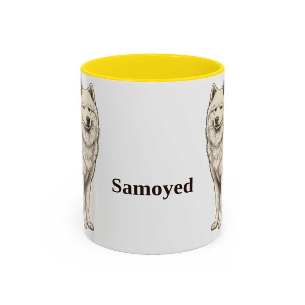 11oz Samoyed Mug, Yellow, front view