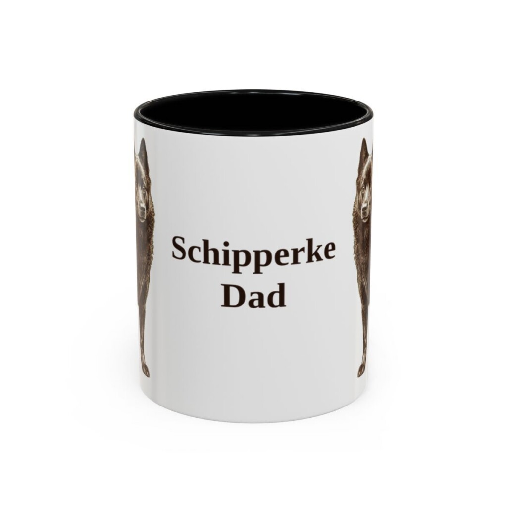11oz Schipperke Dog Dad Mug, Black, front view
