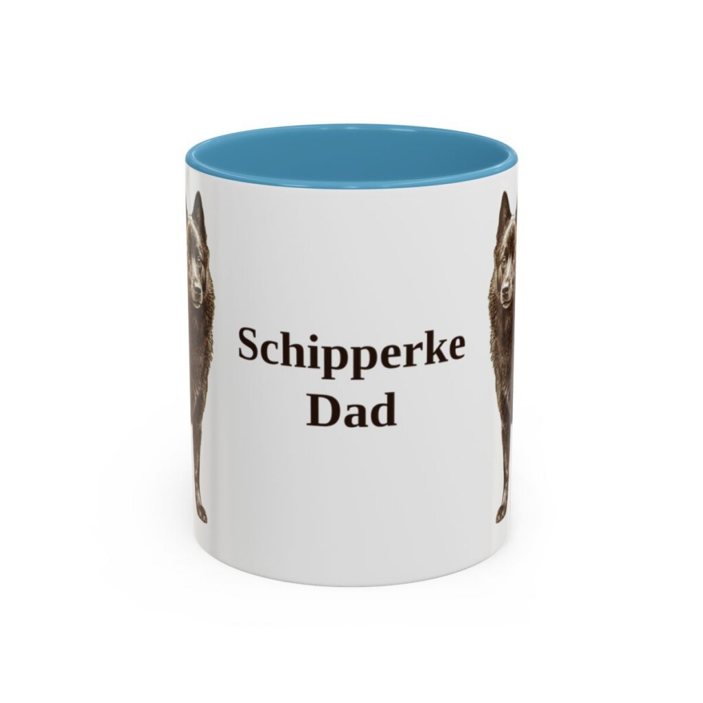 11oz Schipperke Dog Dad Mug, Light Blue, front view