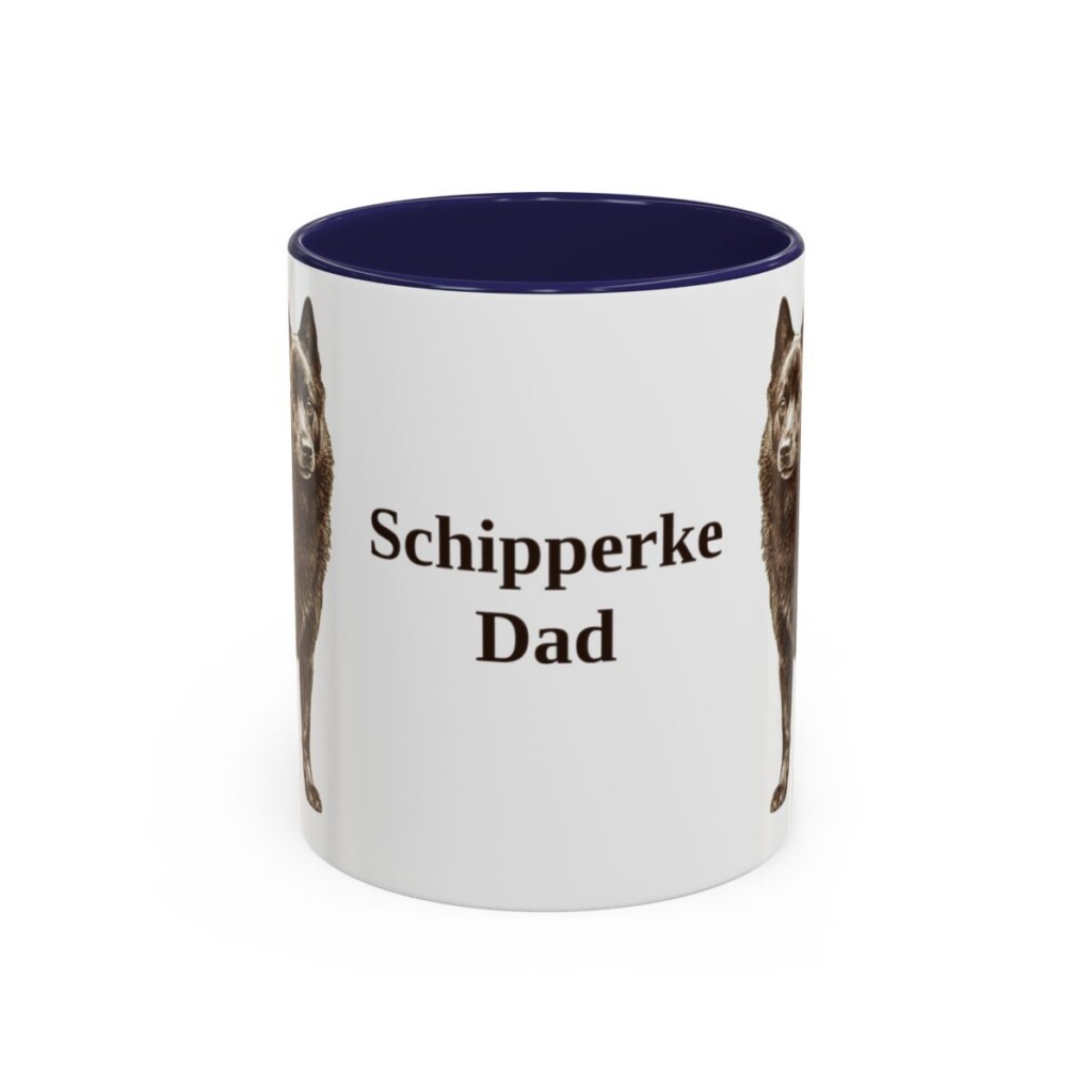11oz Schipperke Dog Dad Mug, Navy, front view