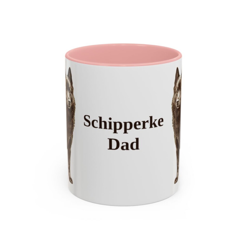 11oz Schipperke Dog Dad Mug, Pink, front view