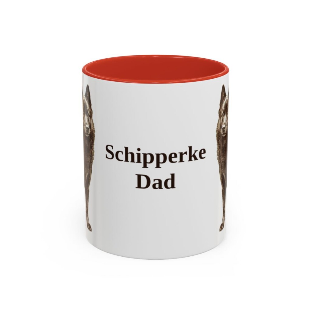 11oz Schipperke Dog Dad Mug, Red, front view