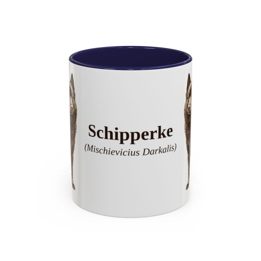 11oz Schipperke Latin Mug, Navy, front view