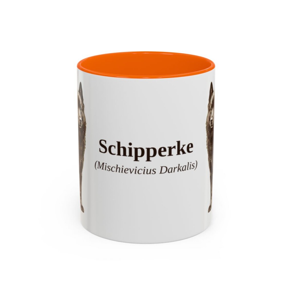 11oz Schipperke Latin Mug, Orange, front view