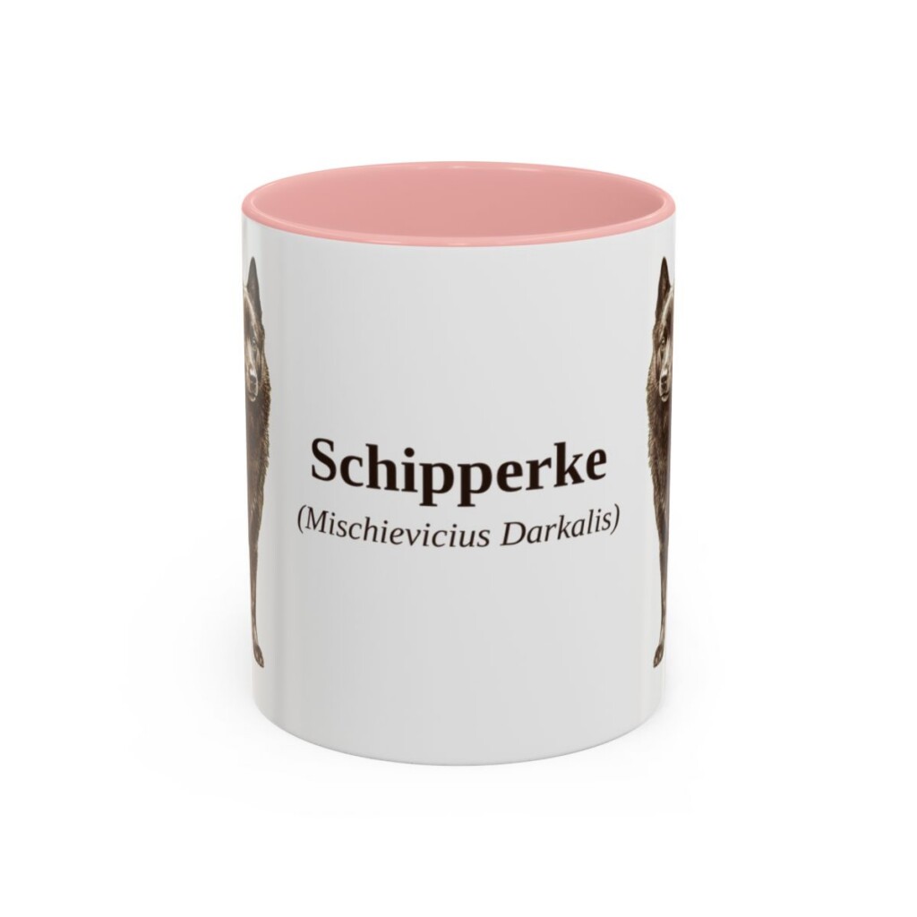11oz Schipperke Latin Mug, Pink, front view