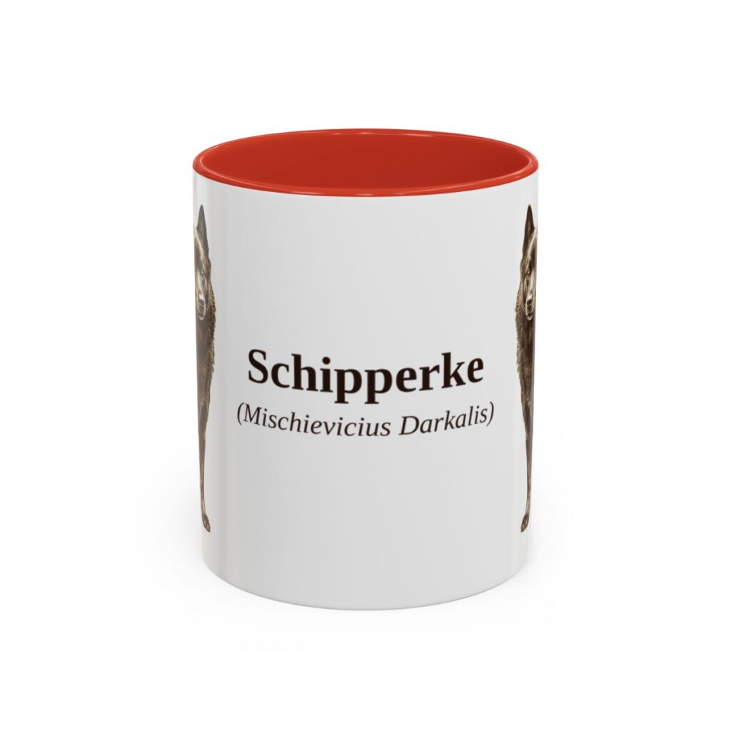11oz Schipperke Latin Mug, Red, front view