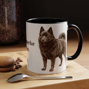 11oz Schipperke Dog Mom Mug, Black, lifestyle photo