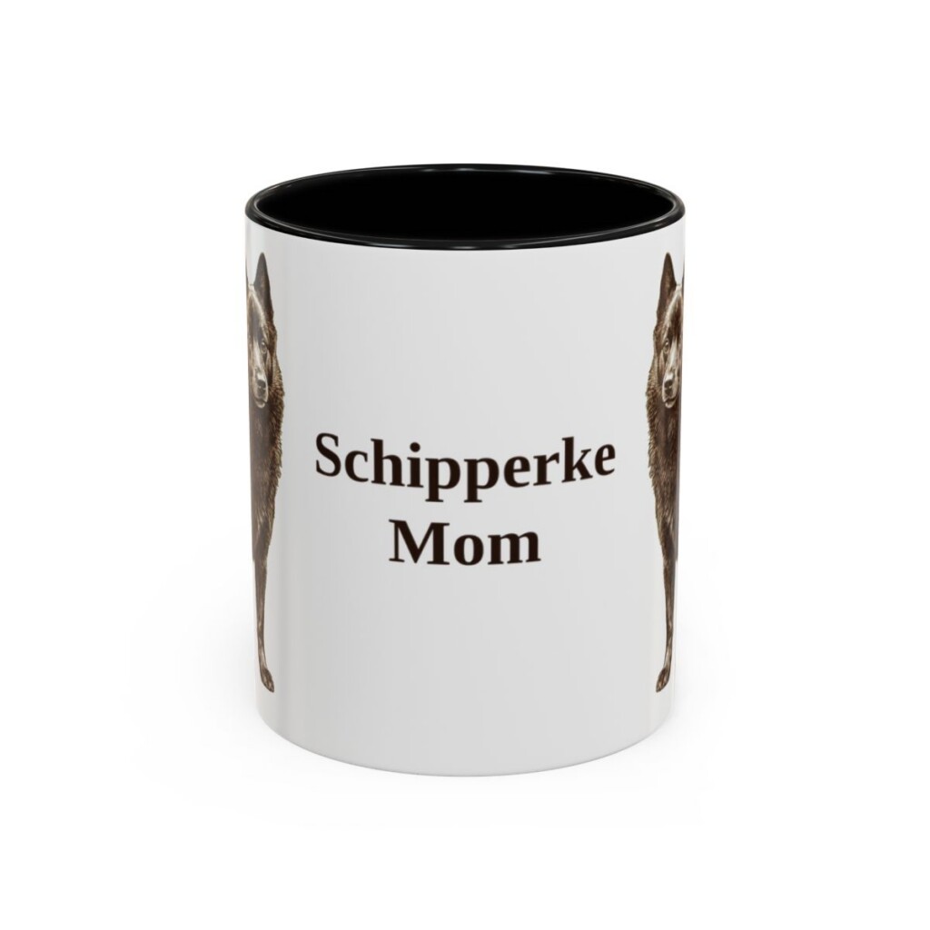 11oz Schipperke Dog Mom Mug, Black, front view