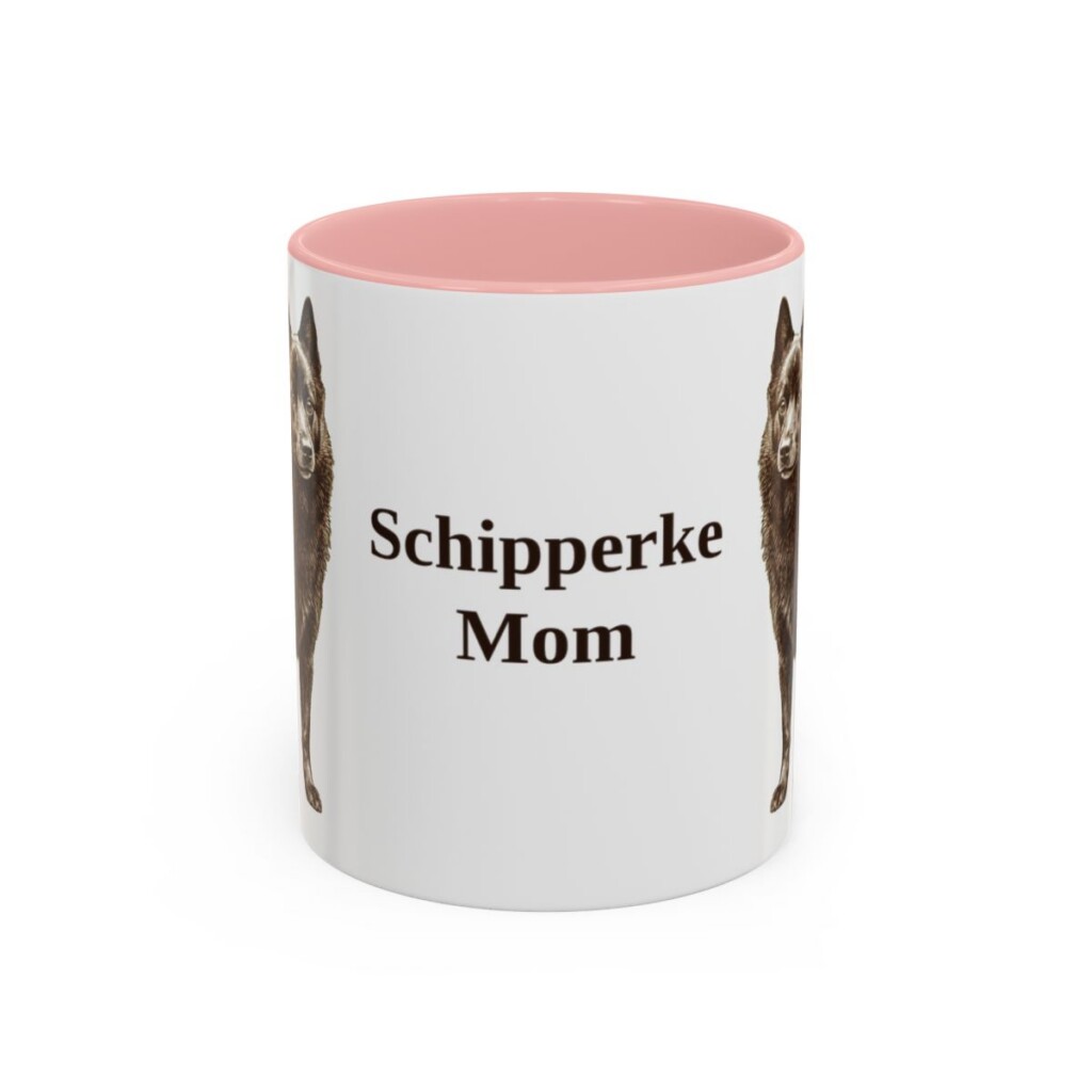 11oz Schipperke Dog Mom Mug, Pink, front view