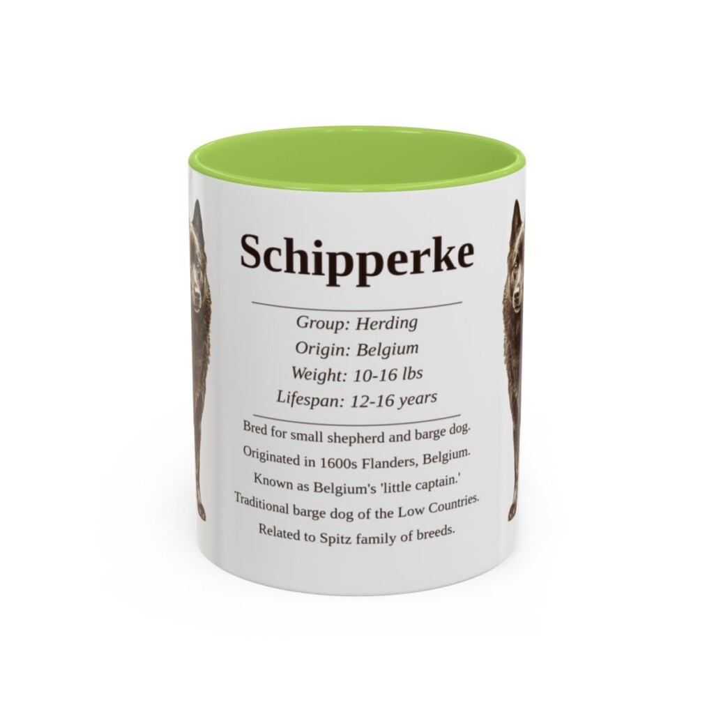 11oz Schipperke Mug, Light Green, front view