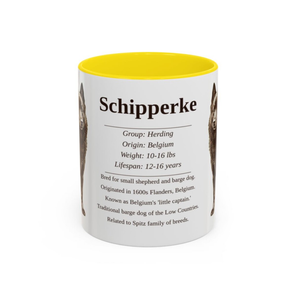 11oz Schipperke Mug, Yellow, front view