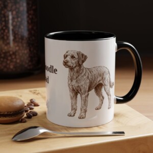 11oz Schnoodle Dog Dad Mug, Black, lifestyle photo