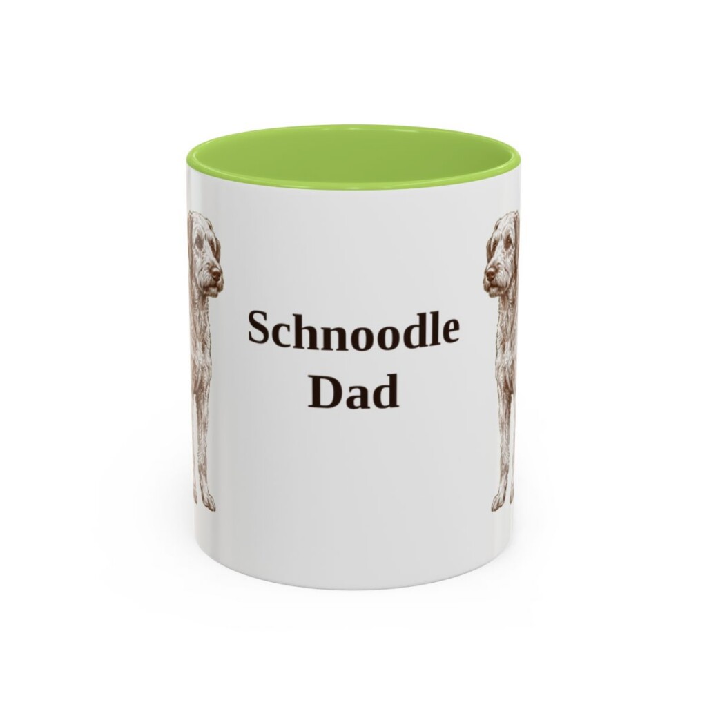 11oz Schnoodle Dog Dad Mug, Light Green, front view