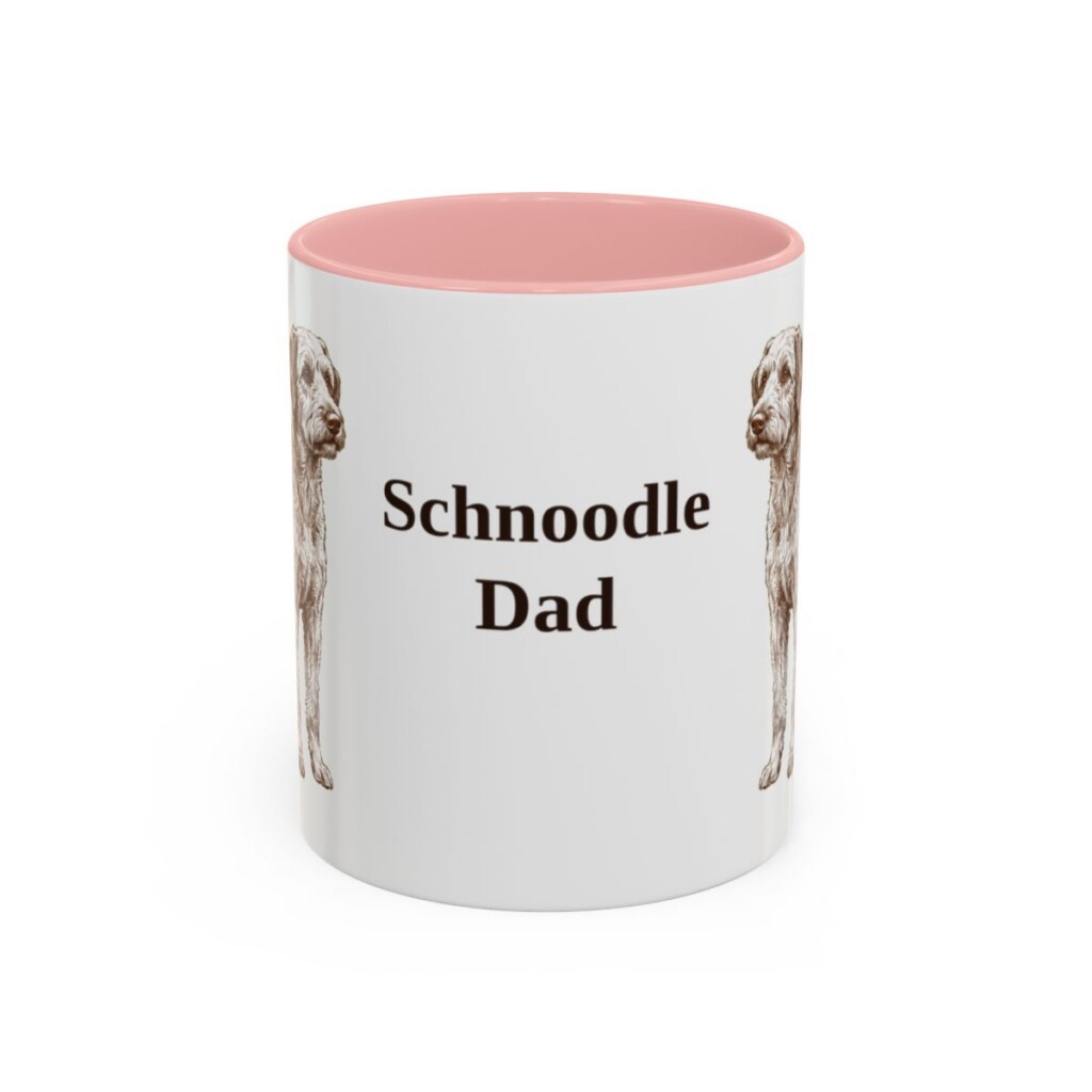 11oz Schnoodle Dog Dad Mug, Pink, front view