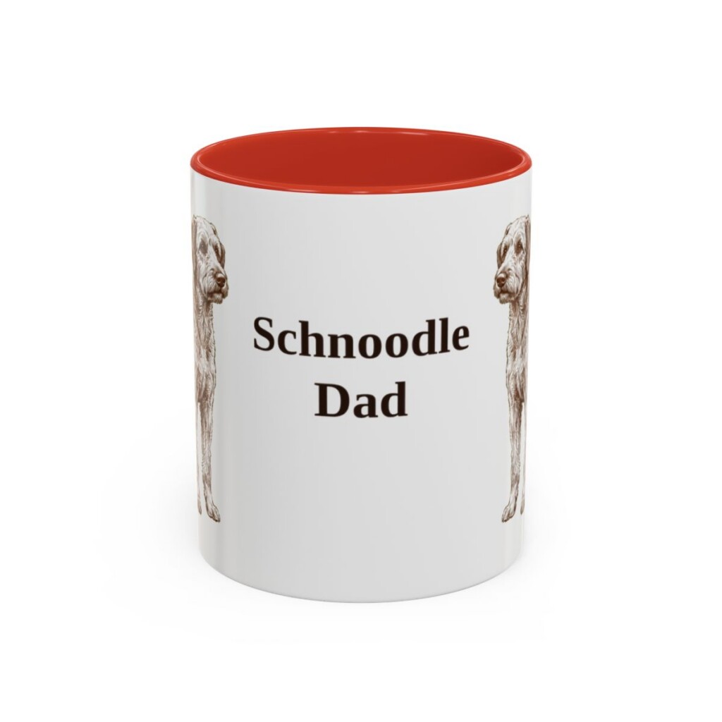 11oz Schnoodle Dog Dad Mug, Red, front view