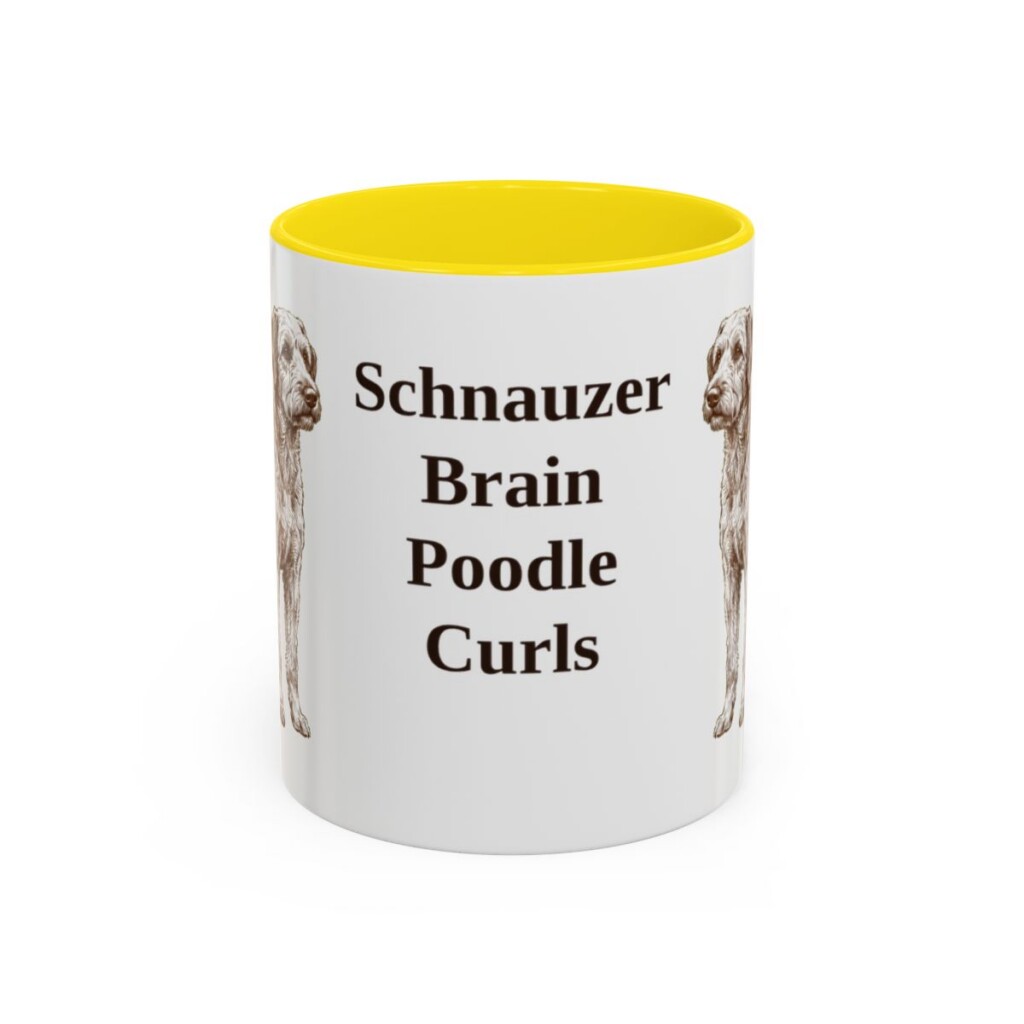 11oz Funny Schnoodle Mug, Yellow, front view