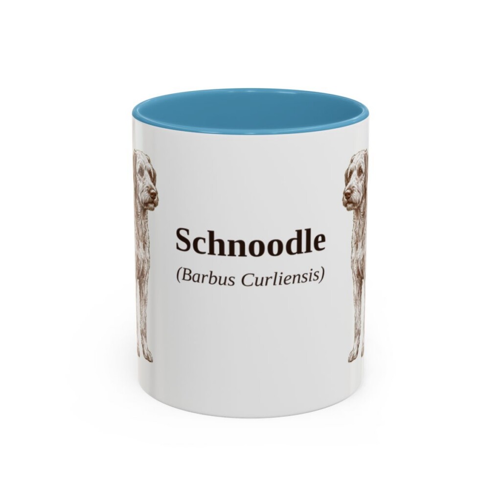 11oz Schnoodle Latin Mug, Light Blue, front view